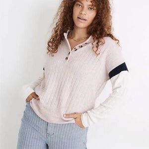 Striped Bowden Long Sleeve Henley Sweater